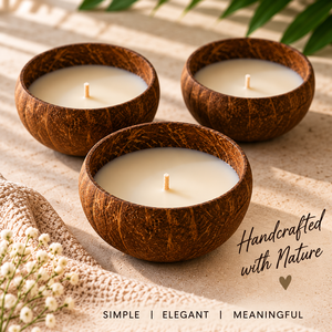 Vela artística de cera de soja en cáscara de coco natural |   Tazón de Coco Hecho a Mano, Regalo de Navidad |   Decoración Romántica para el Hogar Ecológica y sin Humo - Product Image 2