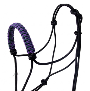 เชือกไนลอนถักหลากสีม่วงดำ HM GLOBAL พร้อมสายรัดคอแบบ Halter ทนทาน คุณภาพสูง ฮาร์ดแวร์เหล็กนิกเกิล  สำหรับม้า - Product Image 1