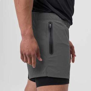 Men's 100% Polyester Double Layer Gym Mesh Shorts Solid Casual Breathable Quick Dry Custom Graphic Sublimation Plain Dyed - Product Image 4