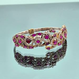 Pink Ruby 925 Sterling <b>Silver</b> <b>Cuff</b> <b>Bracelet</b> Adjustable Natural Gemstone Jewelry Elegant Handmade Gift For Women - Product Image 4