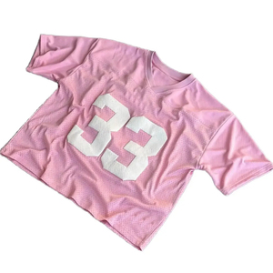 Men's Pink <b>Mesh</b> Short Sleeve T-Shirt With Number 33 Heat-Transfer Printed Breathable O-Neck Regular Fit Knitted Casual Style - Product Image 1