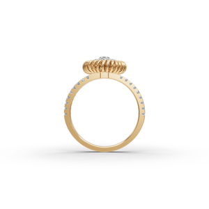 Bague de fiançailles avec diamant de laboratoire taille marquise de 1 carat, or blanc, plaqué platine, certifié IGI, design halo en spirale - Product Image 2