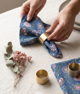 Serviettes de cocktail réutilisables personnalisées en gros, serviettes imprimées à la main, 100% coton, serviettes en tissu, motif floral, serviettes légères personnalisées - Product Image 2