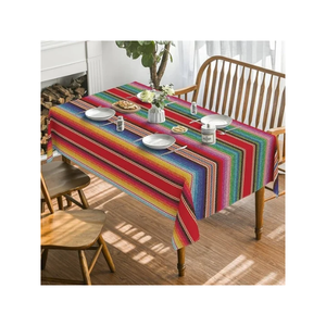 Mantel Geométrico Bicolor Marrón Beige, Cubierta de Mesa de Comedor de Algodón, Tamaño Personalizado, Peso Personalizado, Diseño Moderno, OEM ODM India - Product Image 4