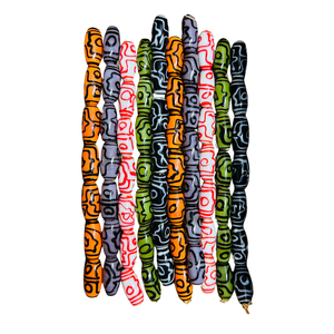 Perles ovales multicolores vibrantes en verre soufflé et tubes de verre |   Collier de bijoux DIY avec motif tribal brillant 12x28mm, fournitures créatives pour l'artisanat - Product Image 1