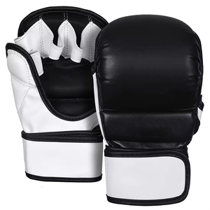 Gants d'entraînement en cuir demi-doigts avec fermeture au poignet pour MMA/Kickboxing, emballage personnalisé, imprimé au laser, unisexe, violet - Product Image 3