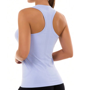 Camiseta sin mangas para mujer, básica, sin costuras, transpirable, para entrenamiento, yoga, correr, uso diario. - Product Image 2