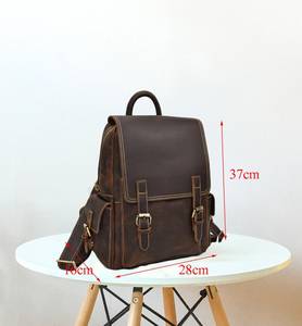 Elegant Vintage Leather <b>Backpack</b> Waterproof Anti-Theft Laptop Rucksack Genuine Leather Daypack LBP-0322 - Product Image 3