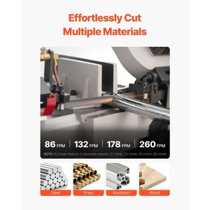 1.1 Kw Motor 0-45 Graden Hoekaanpassing Variabele Snelheid Metalen Hout Kunststof Bandzaag Machine 7X12 Rechthoekige Snijcapaciteit - Product Image 3