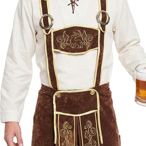 Costume d'Oktoberfest respirant de qualité supérieure pour hommes, taille plus, tenue bavaroise classique avec short en daim rustique - Product Image 4