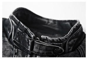 Fashion Customized Winter Men's <b>Denim</b> <b>Jacket</b> Stand Collar Single Breasted Front Hole Casual Slim Cowboy Waterproof Eco-Friendly - Product Image 4