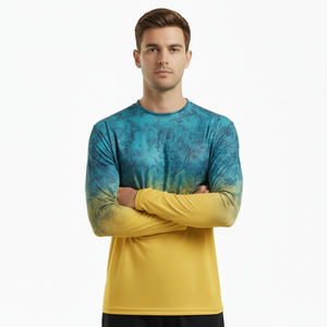 เสื้อตกปลาแบบมีฮู้ดลายพรางพิมพ์ลายแบบซับลิเมชั่น แห้งเร็ว มีช่องสำหรับนิ้วโป้ง พร้อมกระเป๋า  ปรับแต่งได้อย่างมืออาชีพ - Product Image 4