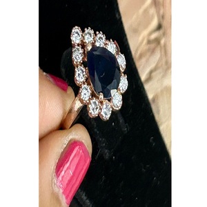 Women's Pear Zircon Traditional <b>Cocktail</b> <b>Ring</b> Rose <b>Gold</b> Plated Prong Setting Glam Party Jewelry September Birthstone - Product Image 1