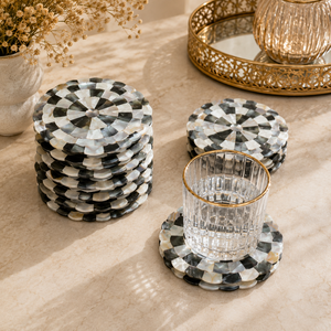 Nuevo Juego de Posavasos con Incrustaciones de Madreperla para Hogares, Restaurantes, Regalo, Accesorios Modernos de Lujo para Mesa de Café, Té y Bebidas - Product Image 1