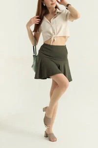 Custom Logo Custom Designs Breathable Waterproof Quick Dry Eco-Friendly Polyester/Cotton Women's Mid-<b>Waisted</b> <b>Elastic</b> Shorts - Product Image 2