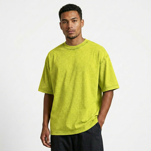 Camiseta de Hombre con Lavado Ácido, Algodón Suave Premium, Cuello Redondo Oversize, Manga Corta, Estilo Urbano Casual, Moda Vintage - Product Image 1