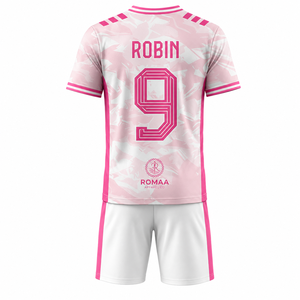 <b>Light</b> Pink White Camouflage Soccer Jersey Shorts Set V <b>Neck</b> Sublimated Custom Uniform Teamwear Adult Unisex Eco-Friendly - Product Image 2
