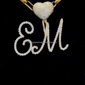 จี้ขนาดเล็กหนึ่งชุดสร้อยคอพร้อมจี้เพชรรูปตัวอักษรเพชรโมอิส VVS1ตัวดีชุบทองพร้อมจี้รูปหัวใจ - Product Image 1