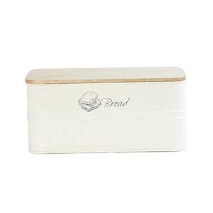 Best Selling Item New in Style White Powder Coated Food Organizer Kitchen Storage Bread <b>Bin</b> Wooden Lid Handmade Customized Order - Product Image 1