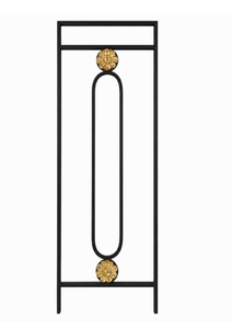 <b>Black</b> Iron And Brass Baluster with Gold Floral Medallion Oval Ring Design Contemporary <b>Stair</b> Spindle <b>Handrail</b> - Product Image 5