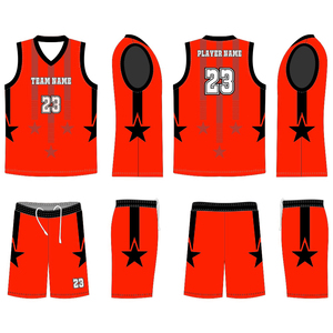 Ensemble de maillots de basket-ball sublimés personnalisés, bleu, noir, étoiles, col en V, sans manches, évacuation de l'humidité, vêtements de sport unisexes pour adultes - Product Image 6