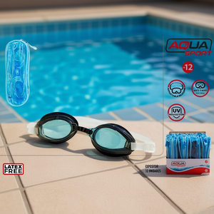 Occhialini da nuoto Aqua Sport blu antiappannamento con protezione UV senza lattice per adulti - Product Image 3