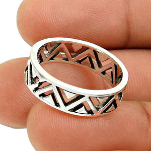Creative Inside Rectangle Design Round Band Crafted From Pure 925 Sterling Silver Creative And Unisex Design Bohemian Jewelry - Product Image 1