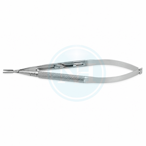 Porte-aiguilles micro en acier inoxydable, corps rond, mâchoires serties de diamants, mâchoires délicates de 1 mm - Product Image 1