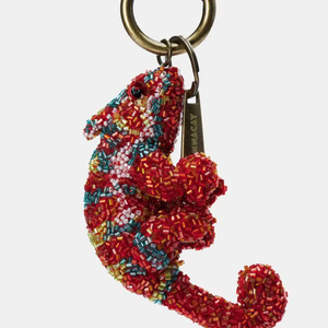 Handmade Beaded Abstract Crescent Keychain Unique Designer Bag Charm - Product Image 1