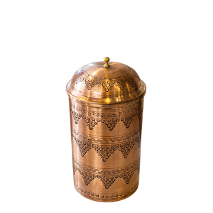 Luxury Hammered <b>Copper</b> <b>Kitchen</b> Canister & Lid Premium Handcrafted Metal Food Storage Jar Countertop Organizer with Brass <b>Handles</b> - Product Image 3