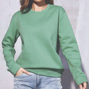 Sudadera Verde Menta para Mujer, Cuello Redondo, Felpa de Algodón Grueso, Manga Larga, Corte Holgado, Hombros Caídos, Estilo Casual Urbano para Invierno - Product Image 1