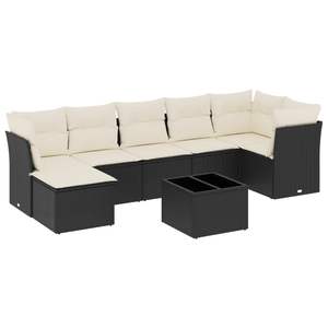 Juego de Sofás Modulares de Jardín de 8 Piezas en Ratán Sintético Negro, Muebles de Exterior Cómodos y Elegantes - Product Image 2