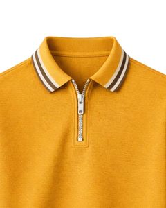 เสื้อโปโลคอซิปผู้ชาย แขนสั้น คอริบตัดสี ผ้าคอตตอนผสม สวมใส่สบายๆ ในฤดูร้อน ผลิตตามสั่ง - Product Image 4