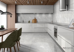 Azulejo de Porcelana con Aspecto de Mármol Gris Astra, Antideslizante, Brillante, para Baño y Sala de Estar, 600x600mm - Product Image 1