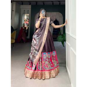 Dola Silk & kalamkari ลาย lehenga choli กับ duppta - Product Image 6