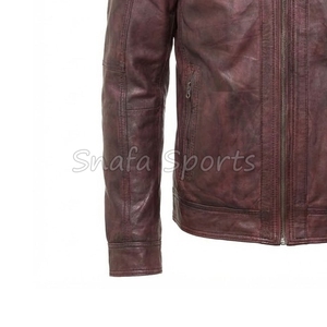 Custom Logo Genuine Leather Motorcycle Riding Jacket for Men Bomber Style Men's Winter <b>Canvas</b> Leather Jackets - Product Image 4
