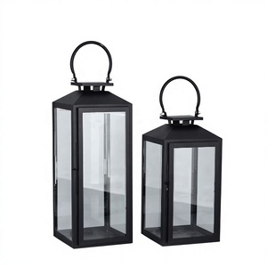 Handmade Nordic Style Iron Lantern Black Powder Coating Embossed Candle Holder Jar <b>Outdoor</b> Christmas Decor Weddings Homes - Product Image 1