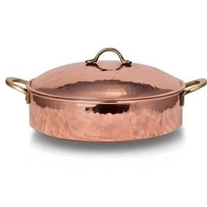 Olla de cocina hecha a mano de cobre puro con tapa y asas de latón, utensilios de cocina de cobre de primera calidad para cocinar y servir alimentos para el hogar y hoteles. - Product Image 5