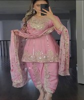 Dhoti Largo Multicolor al Por Mayor, Estilo Jilbab, para Fiestas, para Mujer, Cosido, Estilo Pakistaní 85066 (MF-300)