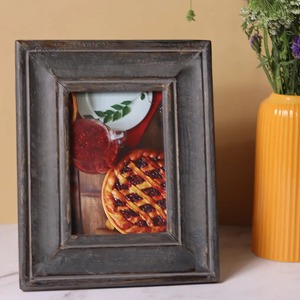 Rustic Wood Photo <b>Frame</b> Rectangular Tabletop Decor Vertical 4x6 Inch Handmade With Leaf Pattern - Product Image 4
