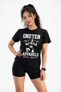 เสื้อยืดแขนสั้นคอกลมสีดำสำหรับผู้หญิง ONETEN APPARELS เสื้อยืดสำหรับฤดูร้อน ระบายอากาศได้ดี เหมาะสำหรับออกกำลังกาย แข็งแรง ทนทาน สปอร์ต - Product Image 6