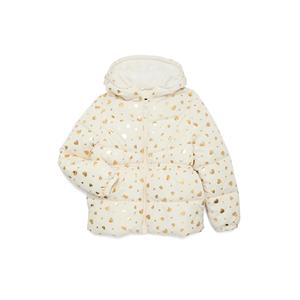 Veste matelassée rose à capuche avec imprimé cœur doré, fermeture éclair, coupe-vent, manteau d'hiver décontracté, coupe régulière, unisexe - Product Image 4