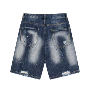 Pantalones Cortos Vaqueros Rotos de Algodón Lavado Vintage Personalizados para Hombre, Jorts Holgados con Logotipo Personalizado, Pantalones Cortos de Mezclilla Casuales de Estilo Urbano para Hombre - Product Image 6