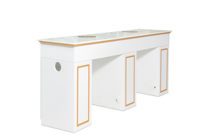 Prix d'usine Vente en gros de table moderne à double clou en MDF du Vietnam pour meubles de salon de manucure Bureau de salon de manucure Dessus en marbre - Product Image 5