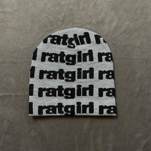 Custom Logo Jacquard Knitted Beanie Black With Green Pink Letter Pattern Unisex Street Style <b>Hat</b> 56-58CM Adult <b>Winter</b> Cap - Product Image 3