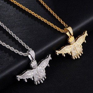 Coffret Cadeau Noël 2025 – Grand Collier Pendentif Ange en Zircon Glacé pour Homme, Pendentif Dollar en Laiton Tendance - Product Image 5