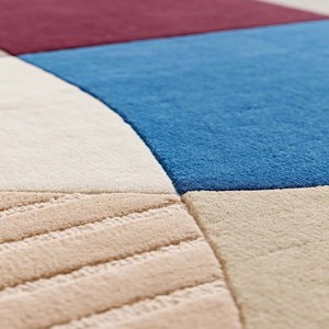Alfombra de Lana Geométrica Abstracta Colorida, Alfombra Moderna de Mediados de Siglo, Hecha a Mano, para Sala de Estar, Dormitorio, Decoración Contemporánea para el Hogar - Product Image 4