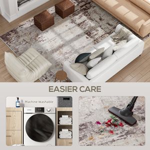 Tappeto Moderno Astratto 8x10 ad Alta Pile Lavabile in Lavatrice Antiscivolo, Tappeto Marrone Misto per Soggiorno, Camera da Letto, Sala da Pranzo in PP - Product Image 6