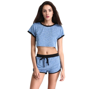 Summer Women's Crop Top Short <b>Sets</b> Two Piece <b>Set</b> Women Clothing Customized t shirt and Short <b>Sets</b> Women - Product Image 6