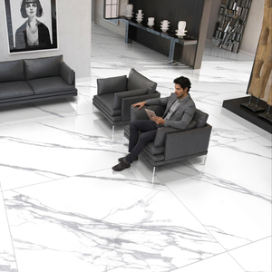 Carrelage de sol en porcelaine brillant Vistaar Bianco Carrara PGVT 1200x1200mm 12mm d'épaisseur Garantie 5 ans de Ceramic Design Factory India - Product Image 4